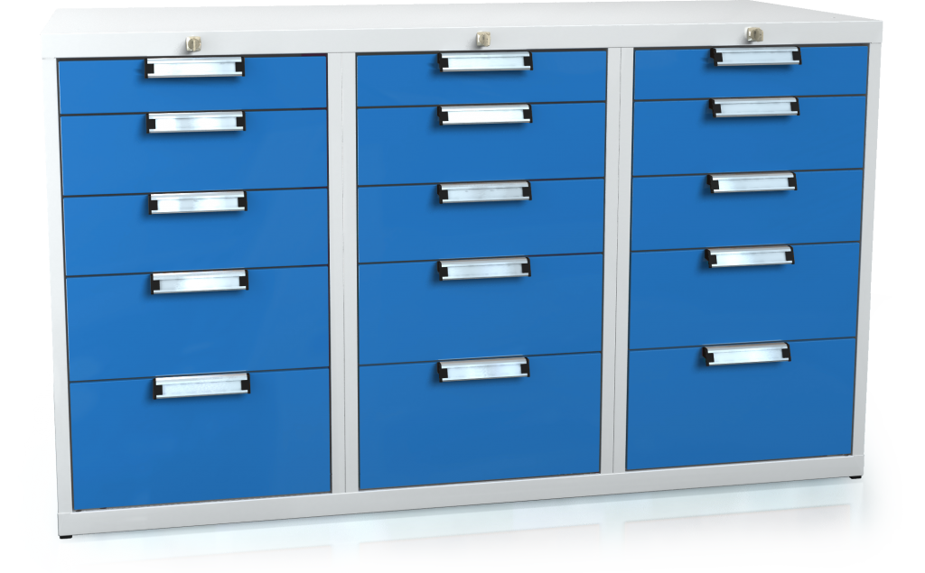 Universal cabinet for workbenches 840 x 1443 x 600 - 15x drawer